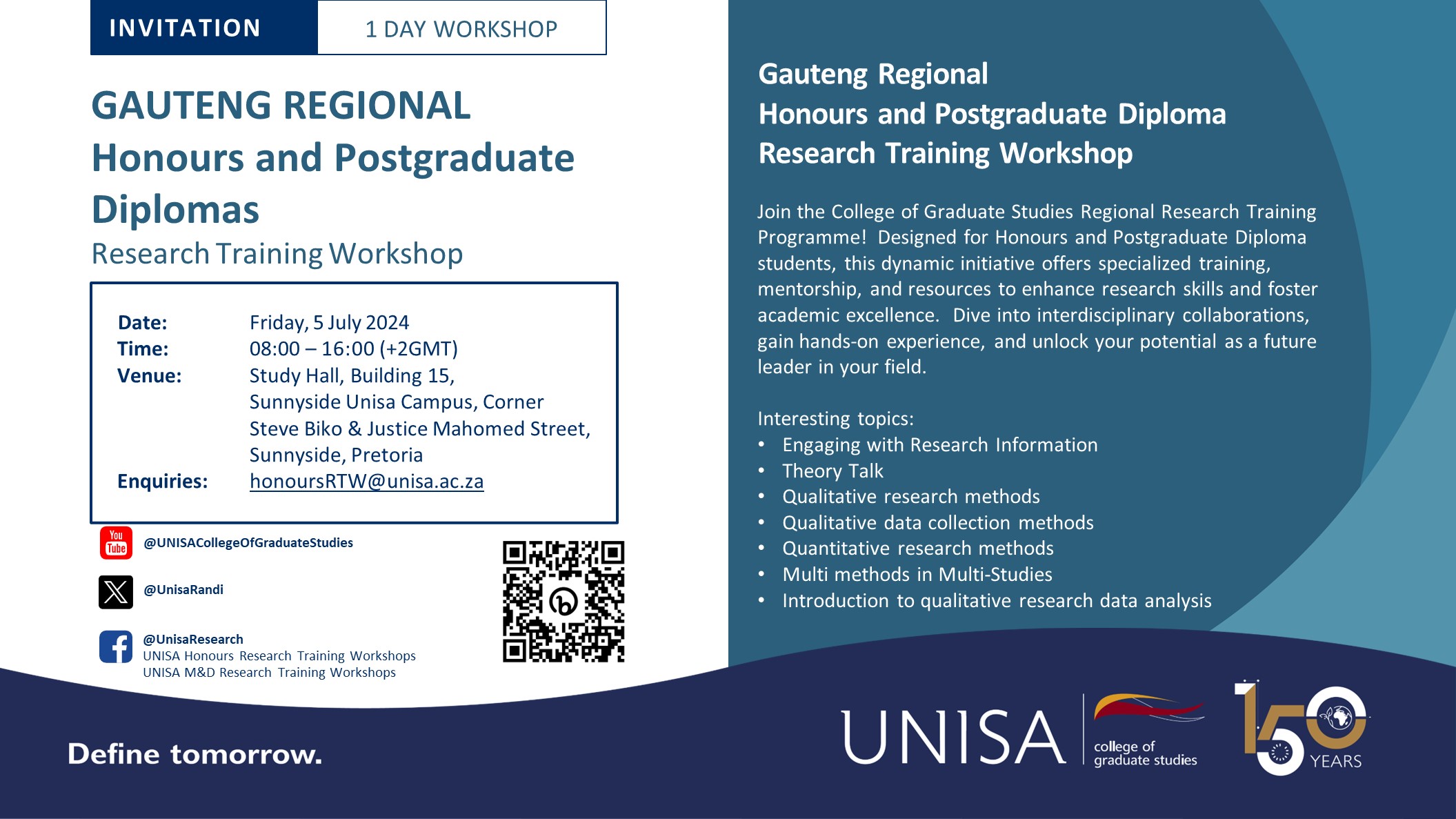 GAUTENG REGIONAL Hons & PG Research Training Workshop 5 July 2024